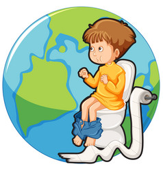 Kid Sitting On Toilet Earth Icon