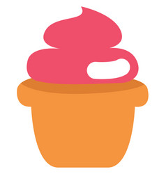 Pink Cream Cupcake On A White Background