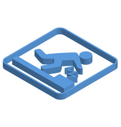 Blue Isometric Of Foot Caution