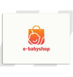 Baby Online Shop Logo With Shopping Bag Design