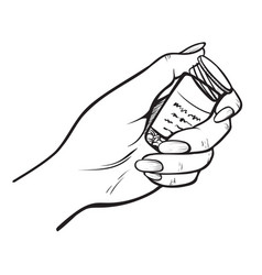 Female Hand Holding Bottle With Medical Pills