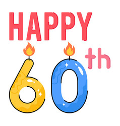 Happy Birthday 60th Doodle Colorful Sticke