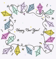 Happy New Year Greeting Card With Christmas Lights