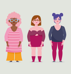 Perfectly Imperfect Cartoon Women Group Curvy