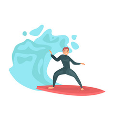 Surfer On Wave Flat Icon Colored Element From