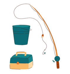 Cartoon Of Fishing Set Of Fishing Rod