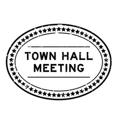 Grunge Black Town Hall Meeting Word Oval Seal