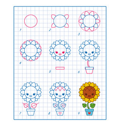 How To Draw Cute Sunflower Step By Step Lesson