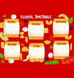 Education Timetable With Italian Pasta Characters