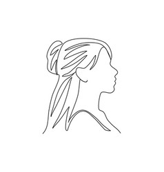 Woman Face In Profile One Line Drawing