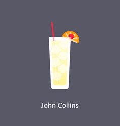 John Collins Cocktail Icon On Dark Background