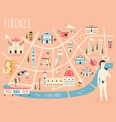 Map Florence With Famous Symbols