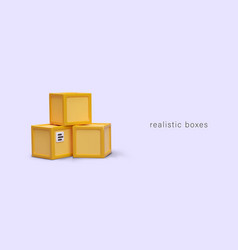 Set Of Realistic Cargo Boxes Stack Parcels