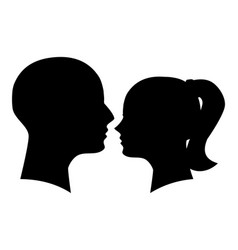 Silhouettes Of Black Heads Of Men And Women