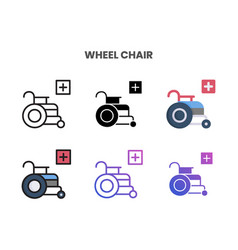 Wheel Chair Icons Set With Different Styles