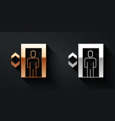 Gold And Silver Lift Icon Isolated On Black