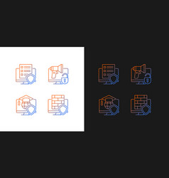 Protect Private Data Gradient Icons Set For Dark