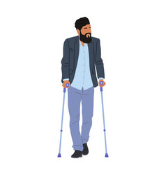 Business Man Walking With Crutches Isolated