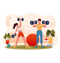 Couple Doing Home Workout