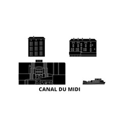 France Canal Du Midi Flat Travel Skyline Set