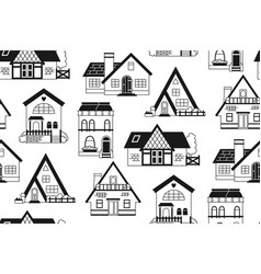 House Front Flat Doodle Seamless Pattern Boundless