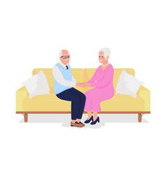 Old Couple Holding Hands Semi Flat Color