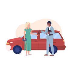 Woman Buying Car 2d Isolated