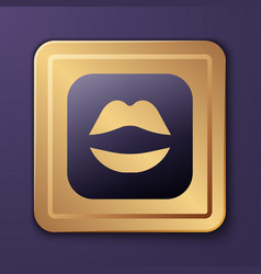 Purple Smiling Lips Icon Isolated On