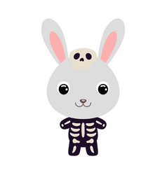 Cute Little Halloween Rabbit In A Skeleton