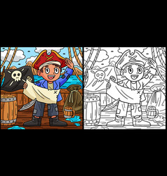 Pirate With Treasure Map Coloring