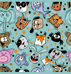 Seamless Pattern Of Colored Funny Animals Not Ai