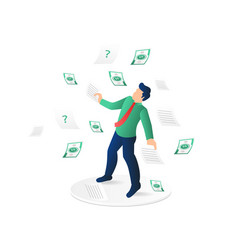 Businessman Throwing Money Into The Air Isometric