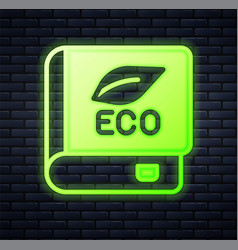 Glowing Neon Book About Ecology Icon Isolated