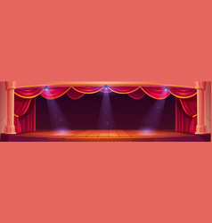 Theater Stage Interior With Curtains And Columns