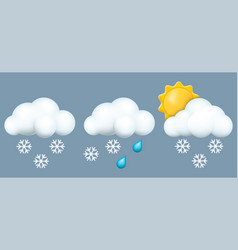 Cute 3d Cartoon Weather Icons Set Cloud Rain Snow