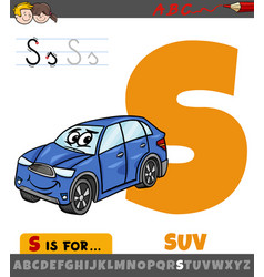 Letter S Worksheet With Cartoon Suv Car Vehicle