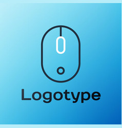 Line Computer Mouse Icon Isolated On Blue