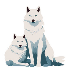 Cute Wolves Sitting In Snow