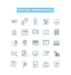 Digital Workspaces Line Icons Set Digital