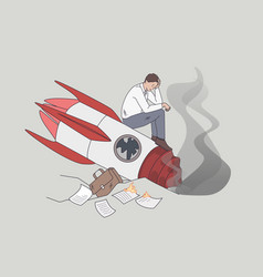 Failed And Crashed Business Rocket Startup