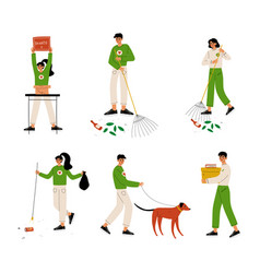 Volunteers Set People Walking Dogs Cleaning Up