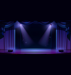 Dark Theater Stage With Spotlights Curtain Drama