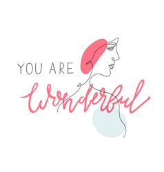 You Are Wonderful Girl Portrait Continuos Line