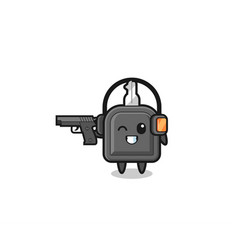 Car Key Cartoon Doing Shooting Range