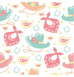 Cowboy Seamless Pattern With Western Cowgirl