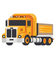 Yellow Semi Truck Carrying Cargo Container