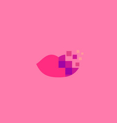 Abstract Pixel Lips Logo Icon Design Modern