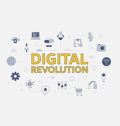 Digital Revolution Concept With Icon Set With Big