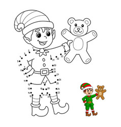 Dot To Christmas Elf Isolated Coloring Page