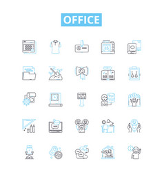 Office Line Icons Set Office Desk Chair